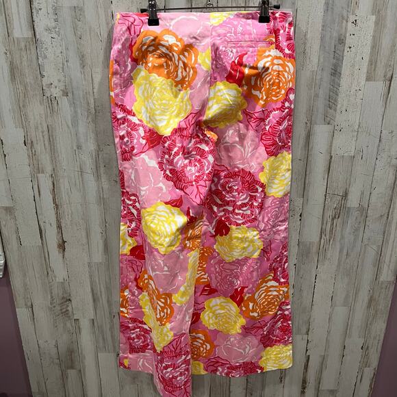 Vintage Lilly Pulitzer White Label Pink Floral Flare Pants Womens Size 4 - Picture 5 of 8